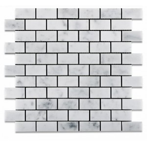 1x2 Carrara White Honed Marble Mosaic